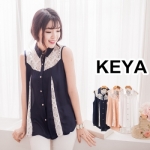 KEYA*韓系蕾絲雪紡造型襯衫–3色