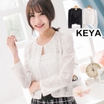 KEYA*韓系鑲珠蕾絲短版小外套–2色