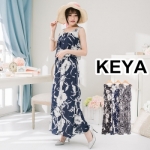 KEYA*韓系花樣圖紋連身長洋裝–3色