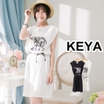 KEYA*韓系度假風大象字母小洋裝–2色