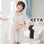 KEYA*韓系線條領口連身小洋裝–2色