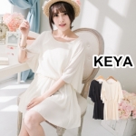 KEYA*韓系披肩荷葉袖典雅小洋裝–2色